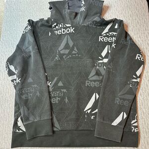 Reebok Men's XL Black Pullover Hoodie Graphic Print Long Sleeve